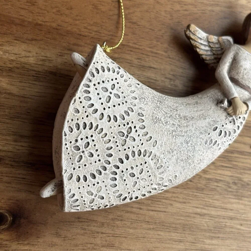Hanging In Loving Memory Angel Figure Brown Hair‎ Decor Gift